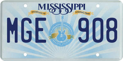 MS license plate MGE908