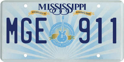 MS license plate MGE911