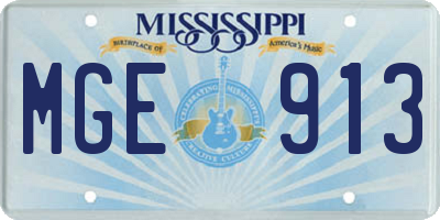 MS license plate MGE913