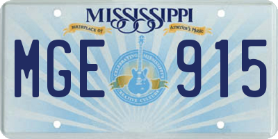 MS license plate MGE915