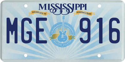 MS license plate MGE916