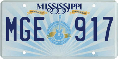 MS license plate MGE917