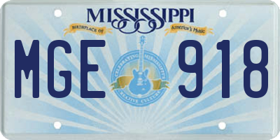 MS license plate MGE918