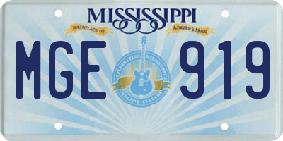 MS license plate MGE919