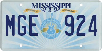 MS license plate MGE924