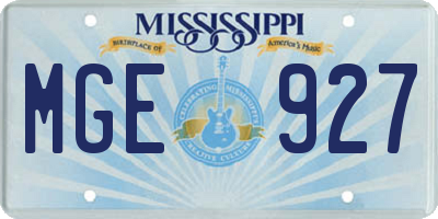 MS license plate MGE927