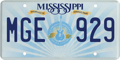 MS license plate MGE929
