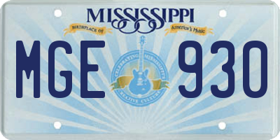MS license plate MGE930