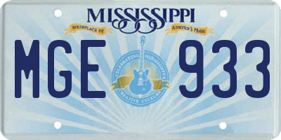 MS license plate MGE933