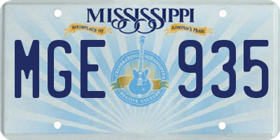 MS license plate MGE935
