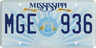MS license plate MGE936
