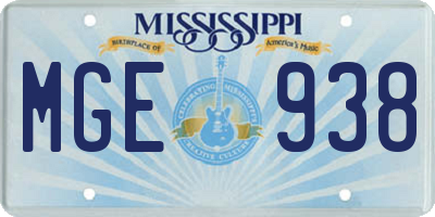 MS license plate MGE938