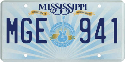 MS license plate MGE941