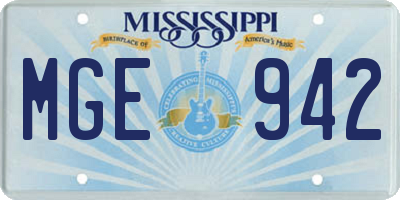 MS license plate MGE942