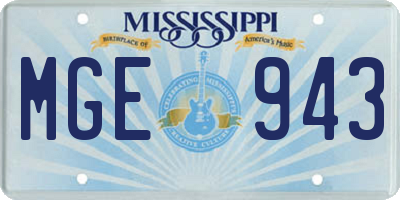MS license plate MGE943