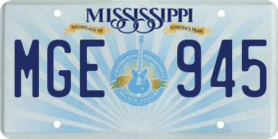 MS license plate MGE945