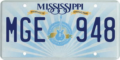 MS license plate MGE948
