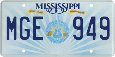 MS license plate MGE949