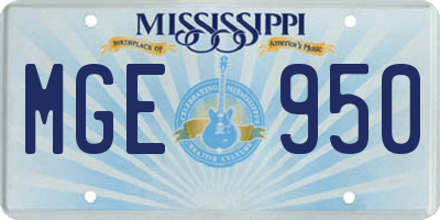 MS license plate MGE950