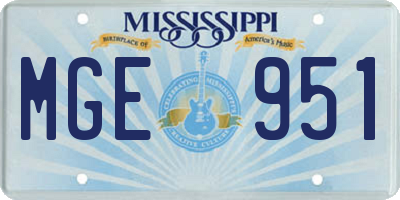MS license plate MGE951
