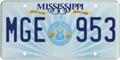 MS license plate MGE953