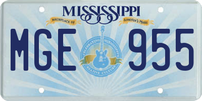 MS license plate MGE955