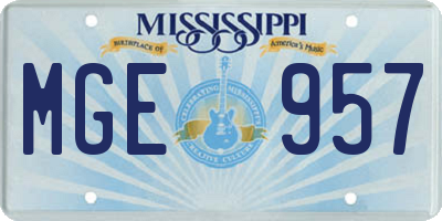 MS license plate MGE957