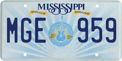 MS license plate MGE959