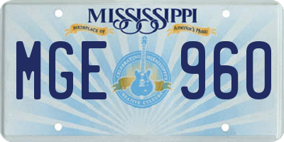 MS license plate MGE960