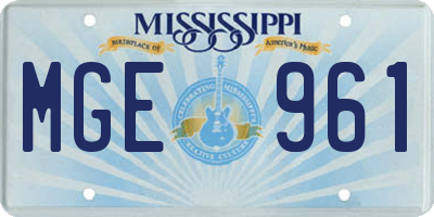 MS license plate MGE961