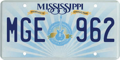 MS license plate MGE962