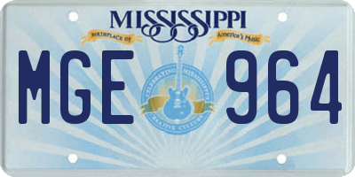 MS license plate MGE964