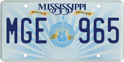 MS license plate MGE965