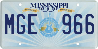 MS license plate MGE966