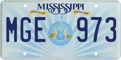 MS license plate MGE973