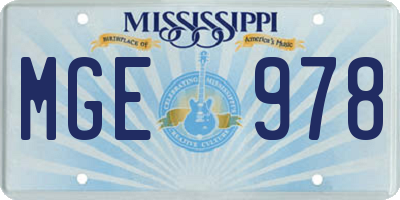MS license plate MGE978