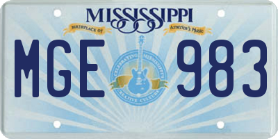 MS license plate MGE983