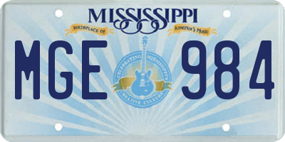 MS license plate MGE984
