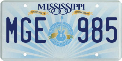 MS license plate MGE985