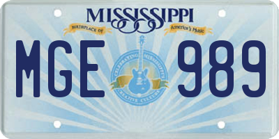 MS license plate MGE989