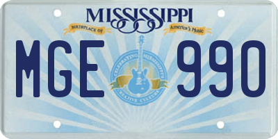 MS license plate MGE990