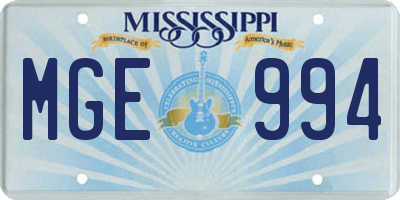 MS license plate MGE994