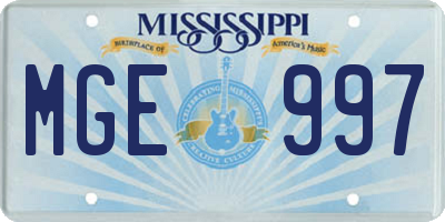 MS license plate MGE997