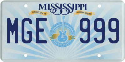 MS license plate MGE999