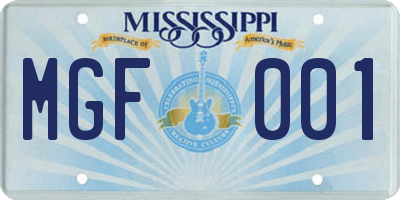 MS license plate MGF001