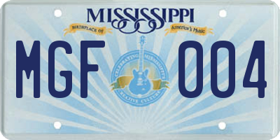 MS license plate MGF004