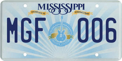 MS license plate MGF006
