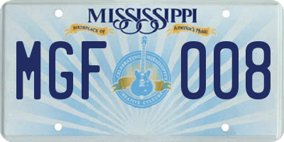 MS license plate MGF008