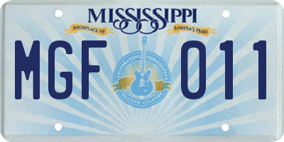 MS license plate MGF011