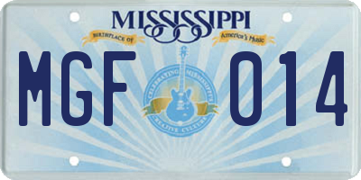 MS license plate MGF014
